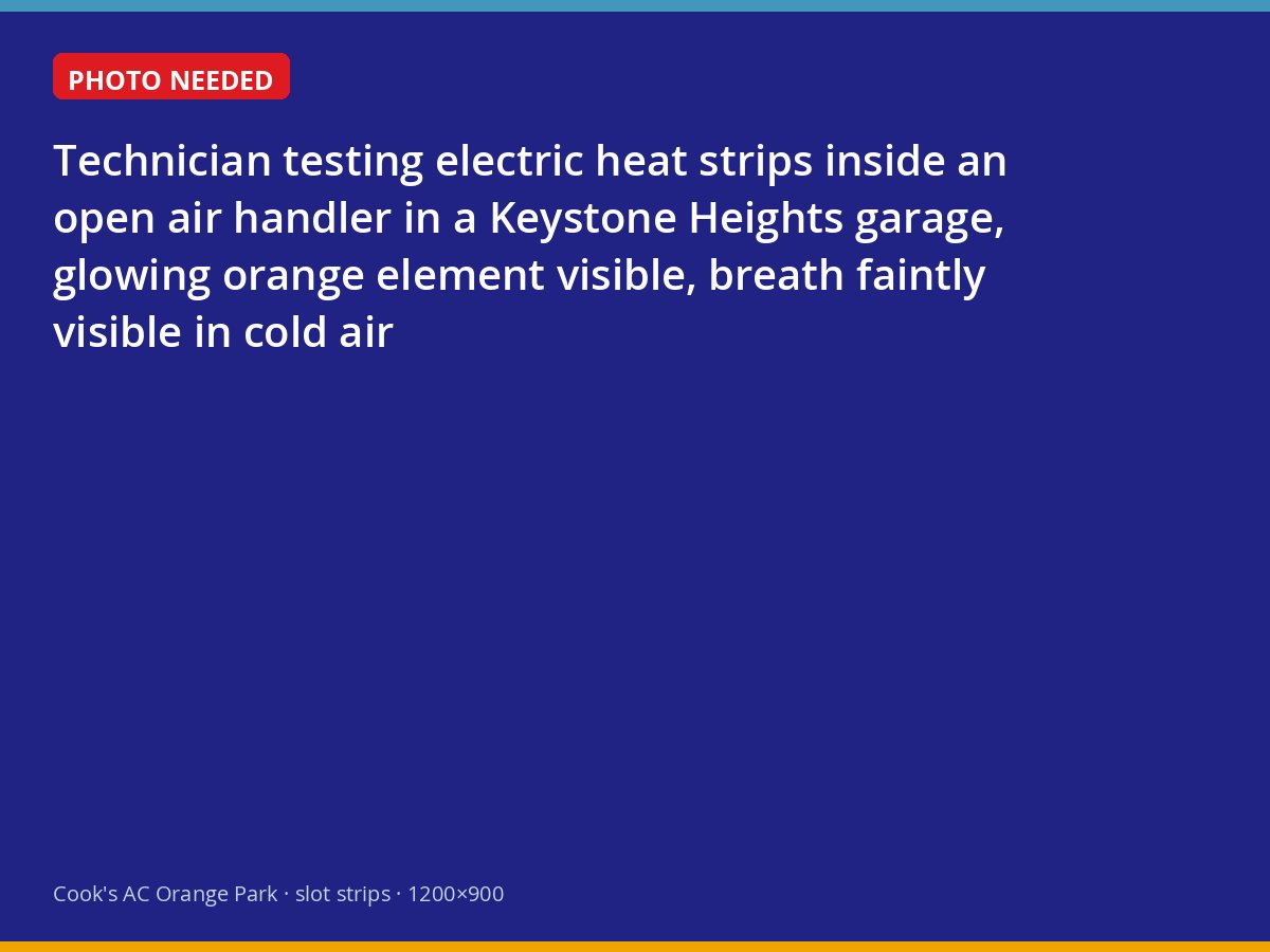 Testing auxiliary electric heat strips in an air handler on a cold Keystone Heights morning