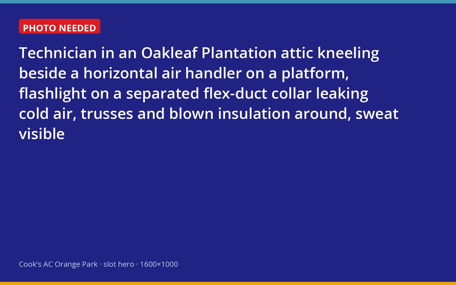 Technician finding a separated duct connection at an attic air handler in an Oakleaf Plantation home