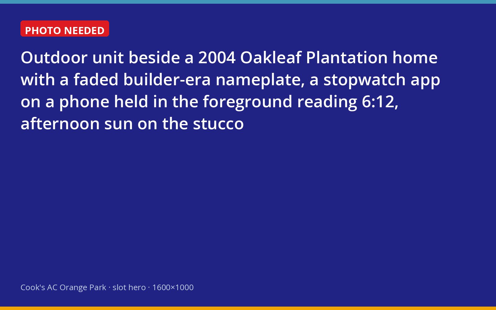 Phone stopwatch timing the run cycle of a 2004 outdoor unit at an Oakleaf Plantation home