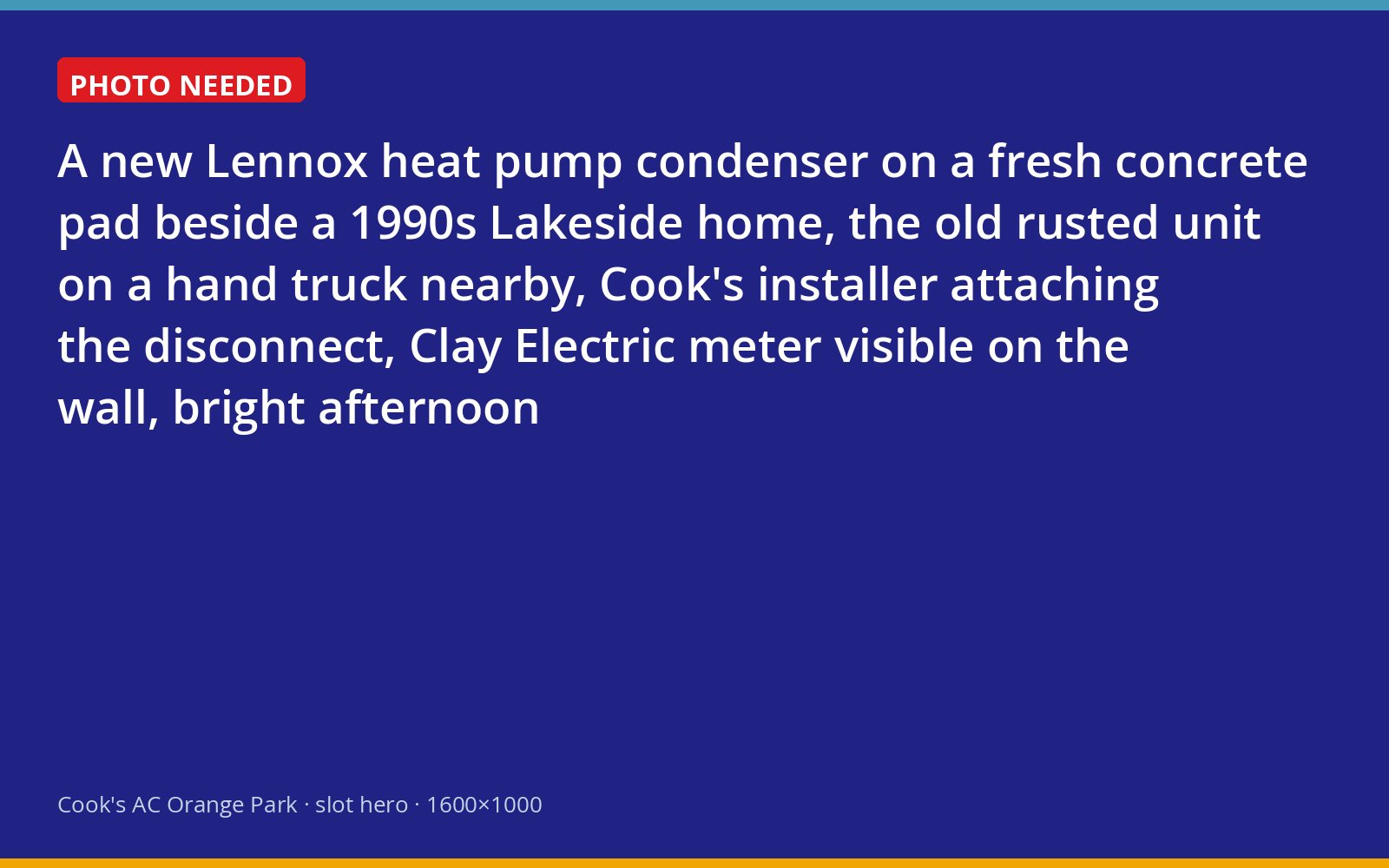 New Lennox heat pump installed by Cook's beside a Lakeside home in Orange Park