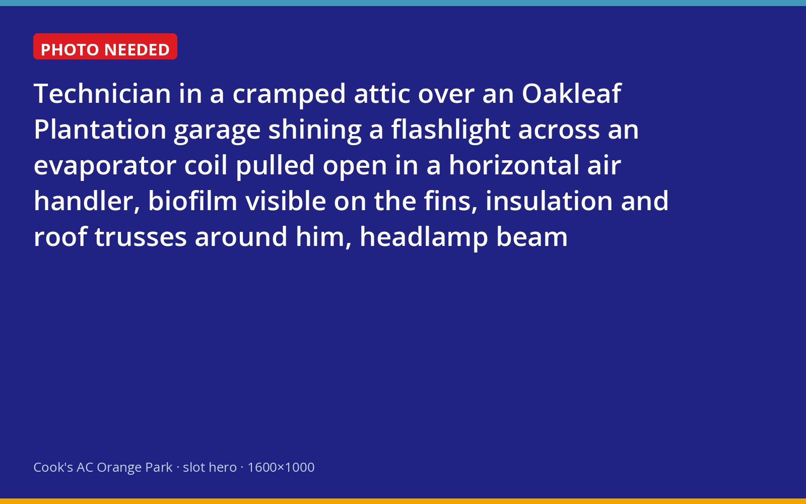 Cook's technician inspecting a biofilm-coated evaporator coil in an Oakleaf Plantation attic